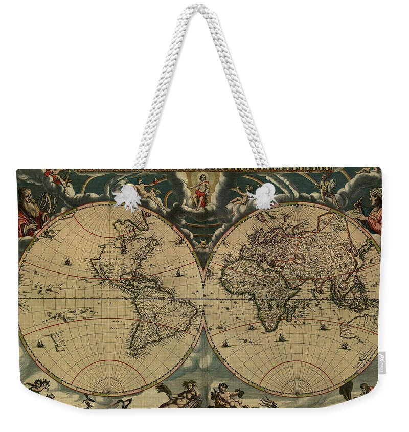 Joan Blaeu Weekender Tote Bag featuring the painting World Map of 1664 by Joan Blaeu