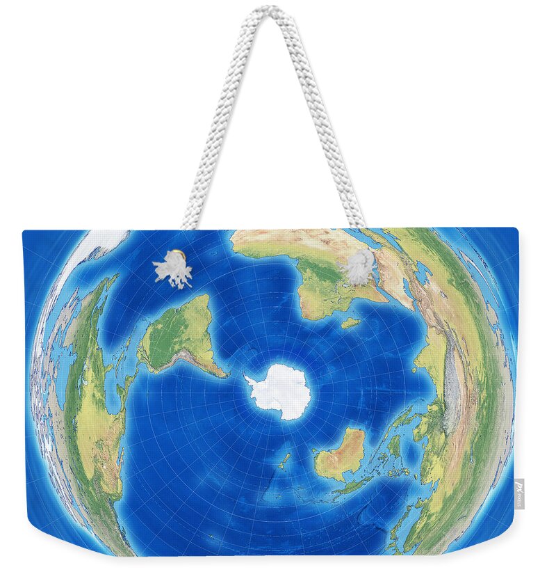 World Weekender Tote Bag featuring the photograph World Map - Penguin Projection by Frans Blok