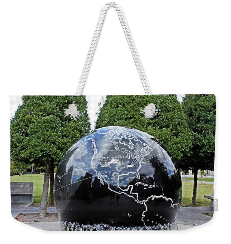 Globe Weekender Tote Bag featuring the photograph World War II Globe Bicentennial Tennessee by Kristin Elmquist