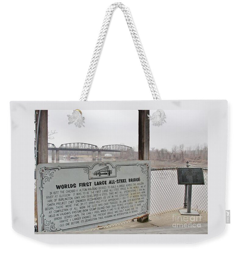 Glasgow Weekender Tote Bag featuring the photograph Worlds First Large All Steel Bridge by Kathryn Cornett