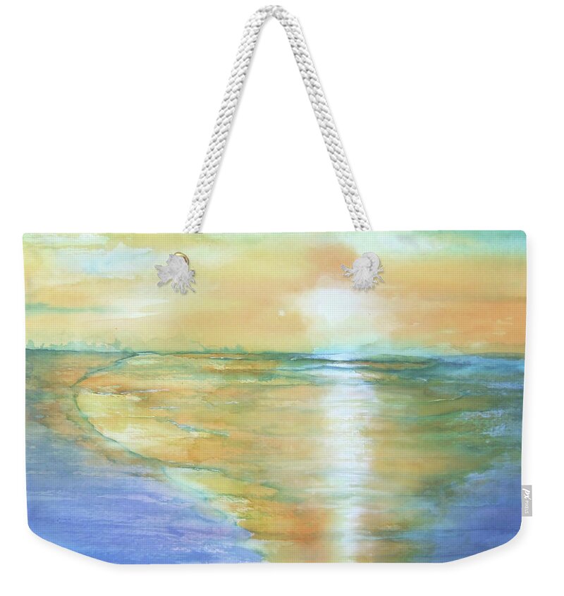 Watercolor Weekender Tote Bag featuring the painting Wow Sunset by Debbie Lewis