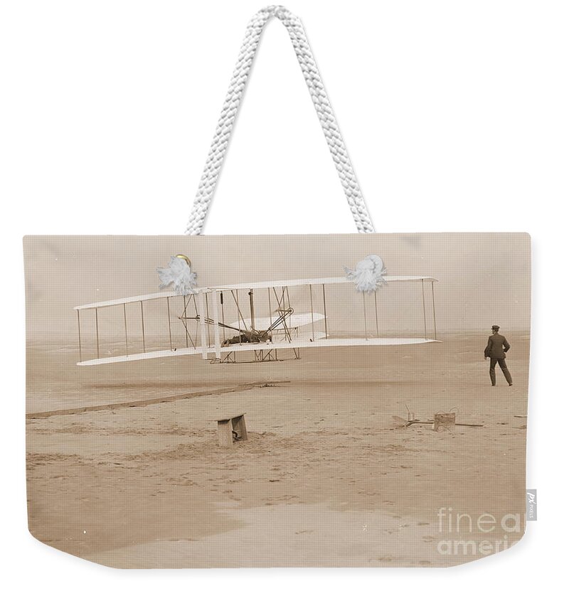 Wright Brothers First Powered Flight Weekender Tote Bag featuring the photograph Wright Brothers First Powered Flight by Padre Art
