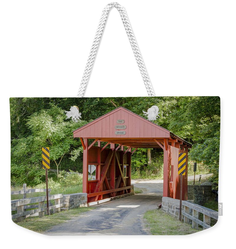 America Weekender Tote Bag featuring the photograph Wright or Cerl Covered Bridge by Jack R Perry