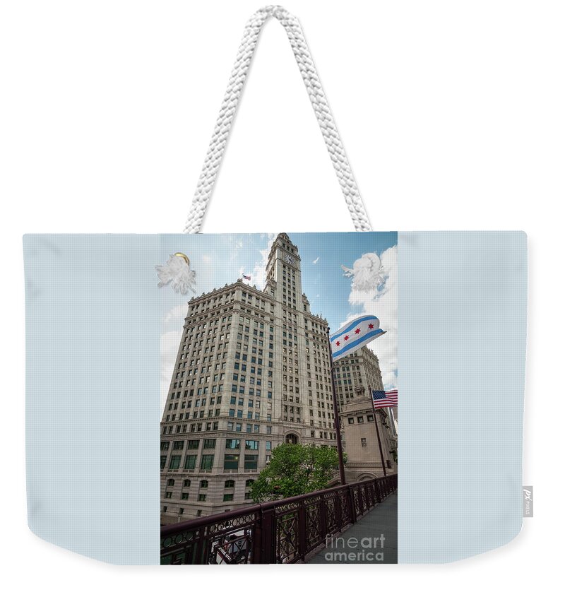 Chicago Weekender Tote Bag featuring the photograph Wrigley Building by David Levin