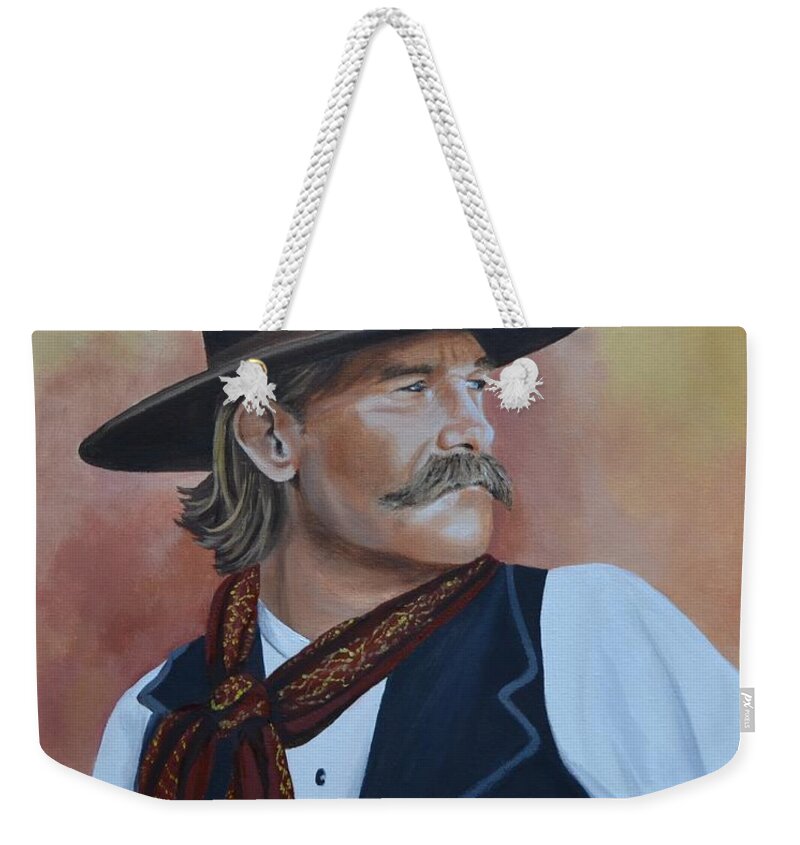 Tombstone Weekender Tote Bag featuring the painting Wyatt Earp by Mary Rogers