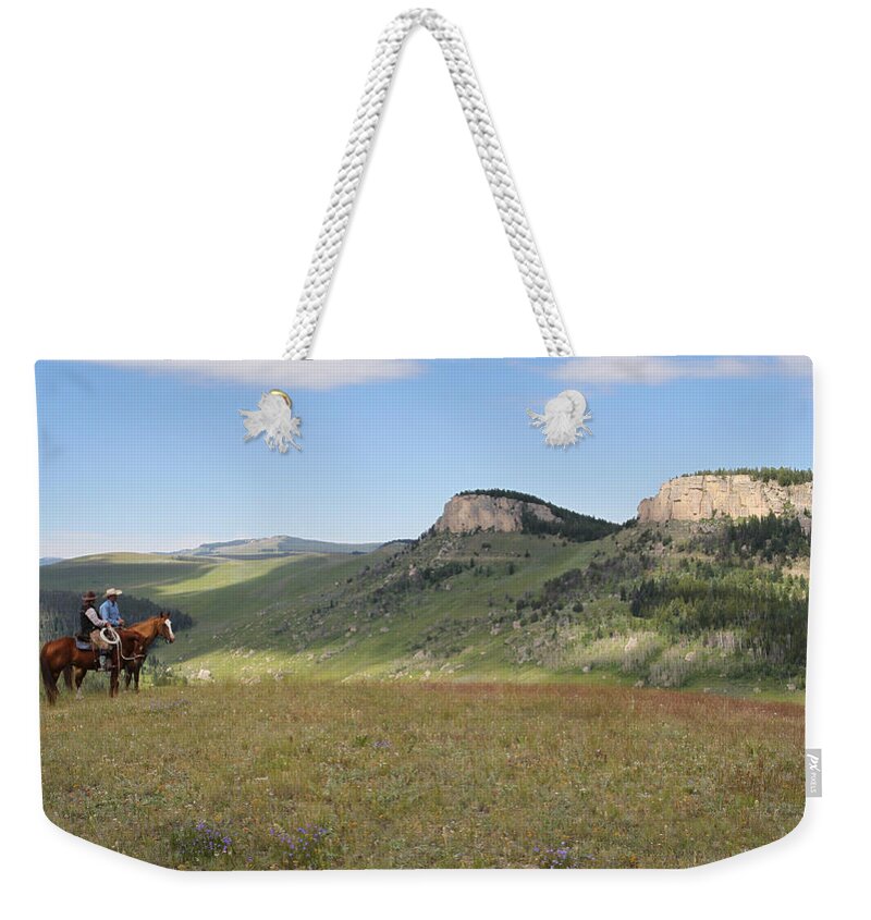 Wyoming Bluffs Weekender Tote Bag featuring the photograph Wyoming Bluffs by Diane Bohna