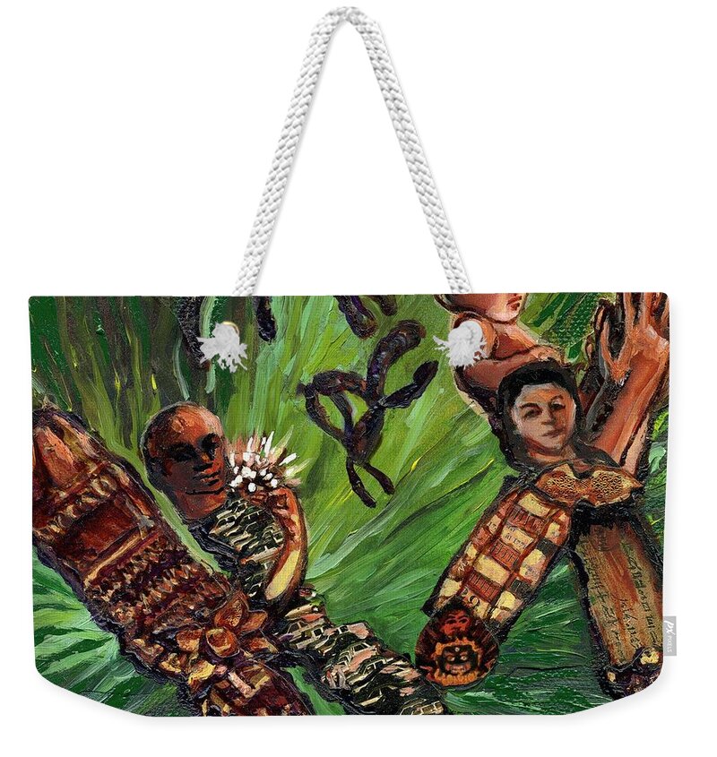 Human Weekender Tote Bag featuring the painting XX Chromosomes Microbiology Landscapes Series by Emily McLaughlin