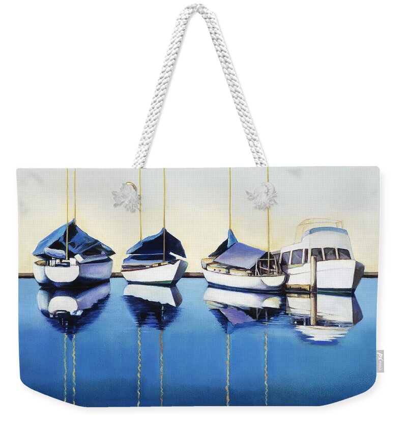 Art Weekender Tote Bag featuring the painting Yacht Harbor by Han Choi - Printscapes