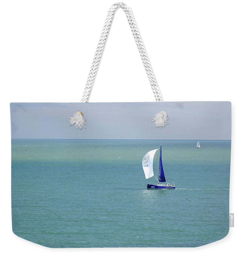 Europe Weekender Tote Bag featuring the photograph Yachts Sailing in Ventnor Bay by Rod Johnson