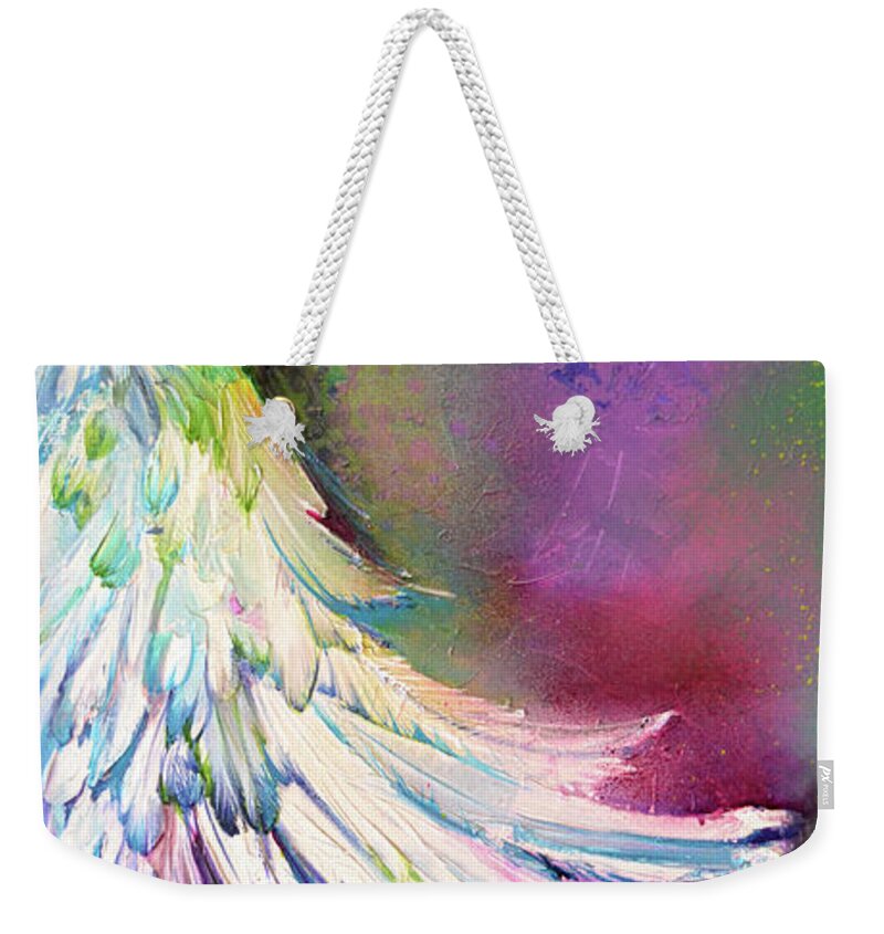Feather Weekender Tote Bag featuring the painting Yang by Soos Roxana Gabriela