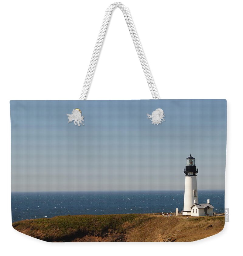 Architecture Weekender Tote Bag featuring the photograph Yaquina Head by Beth Collins
