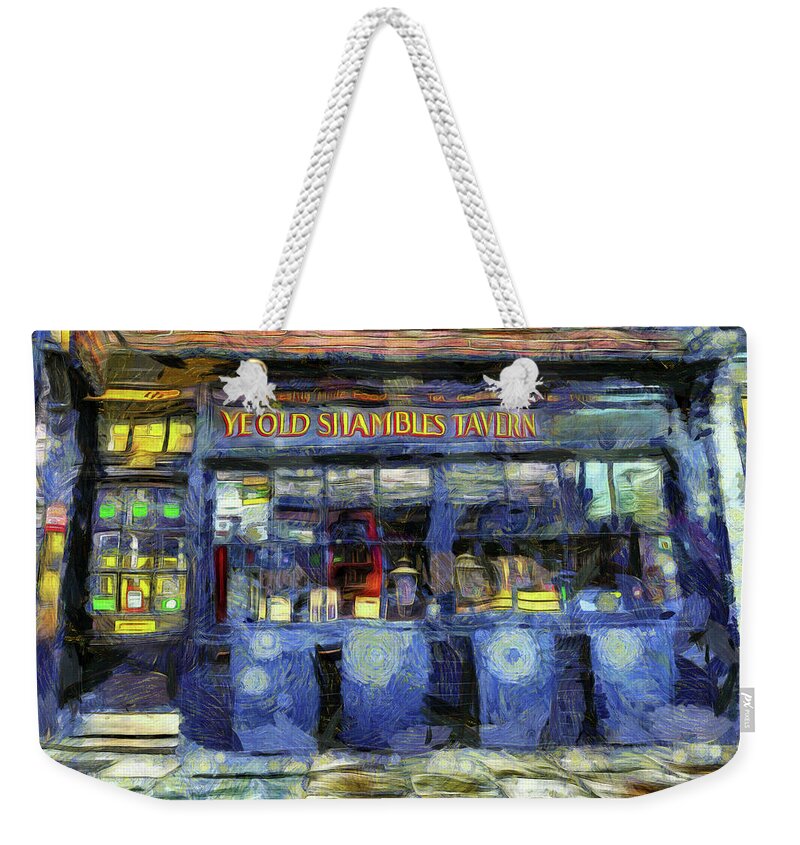 Vincent Van Gogh Weekender Tote Bag featuring the mixed media Ye Old Shambles Tavern York Art by David Pyatt