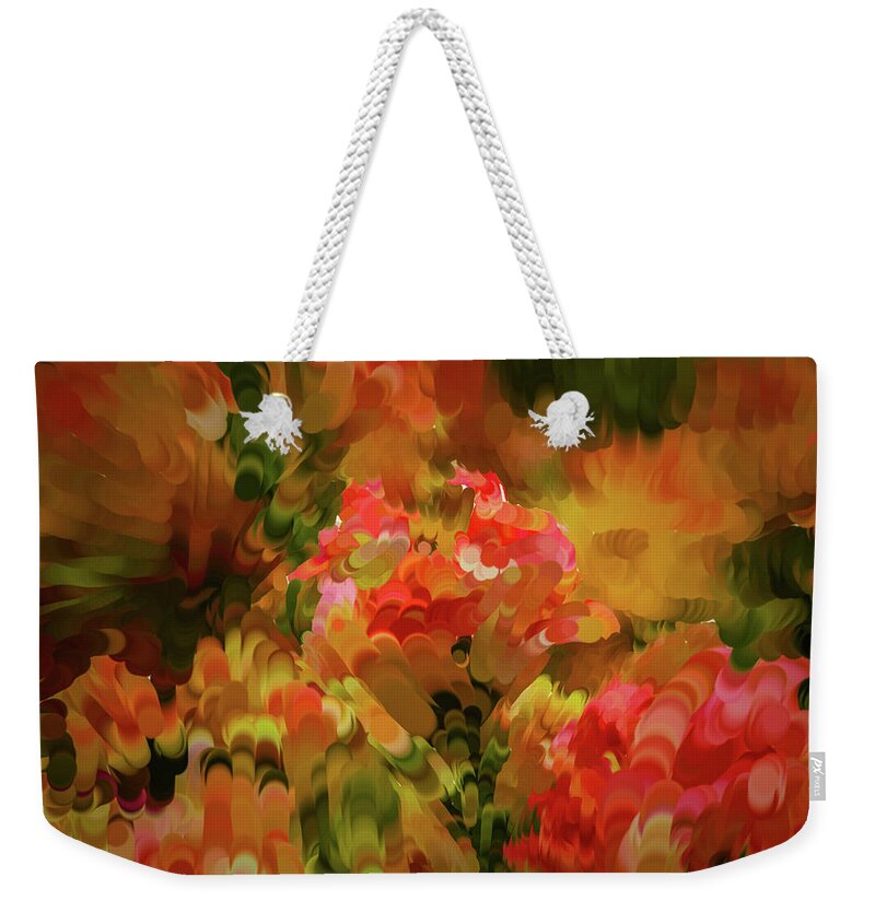 Yellow Weekender Tote Bag featuring the digital art Yellow and orange #h6 by Leif Sohlman