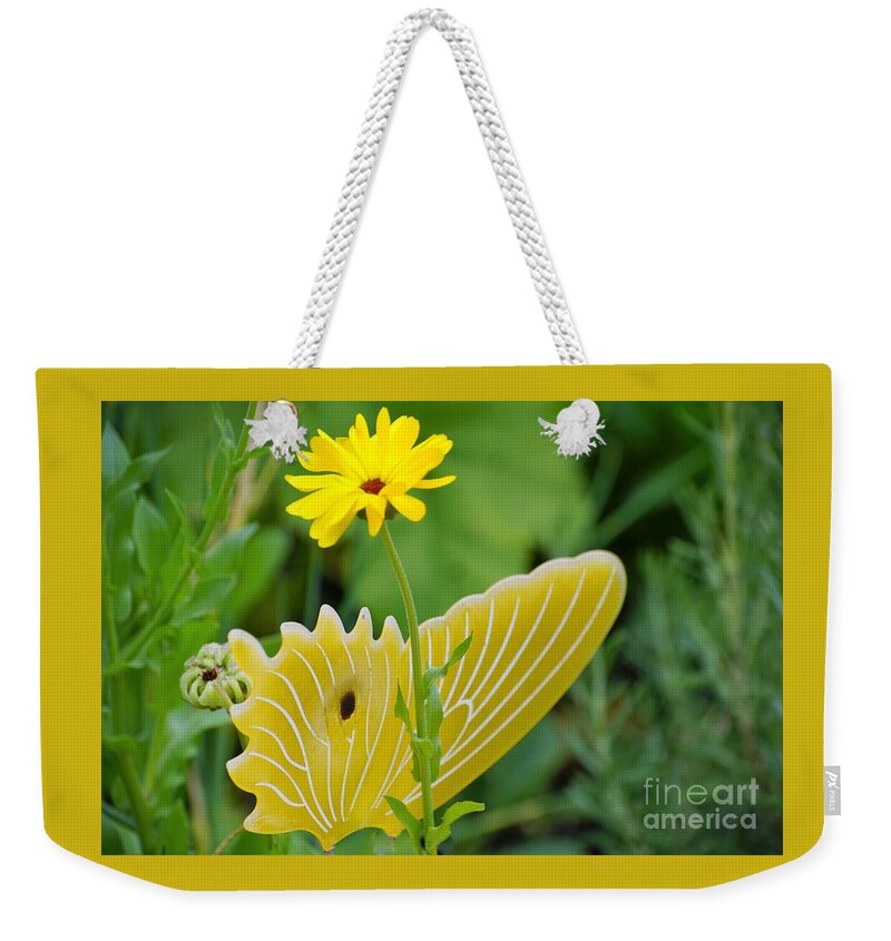 Butterfly Weekender Tote Bag featuring the photograph Yellow Butterfly by Merle Grenz