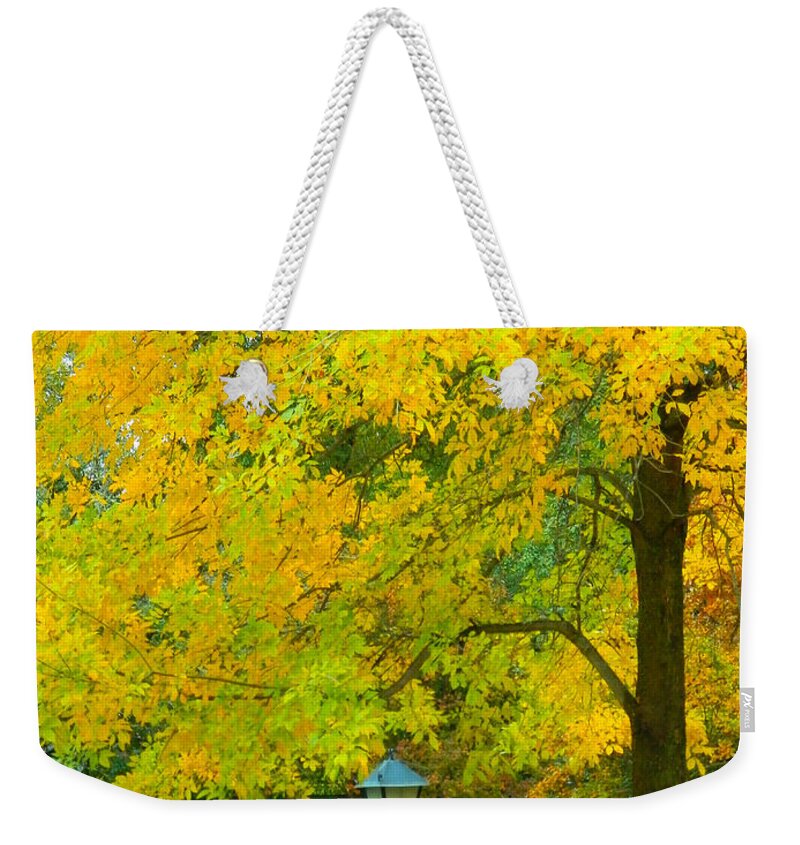 Yellow Weekender Tote Bag featuring the photograph Yellow Drapes by Karen Wagner