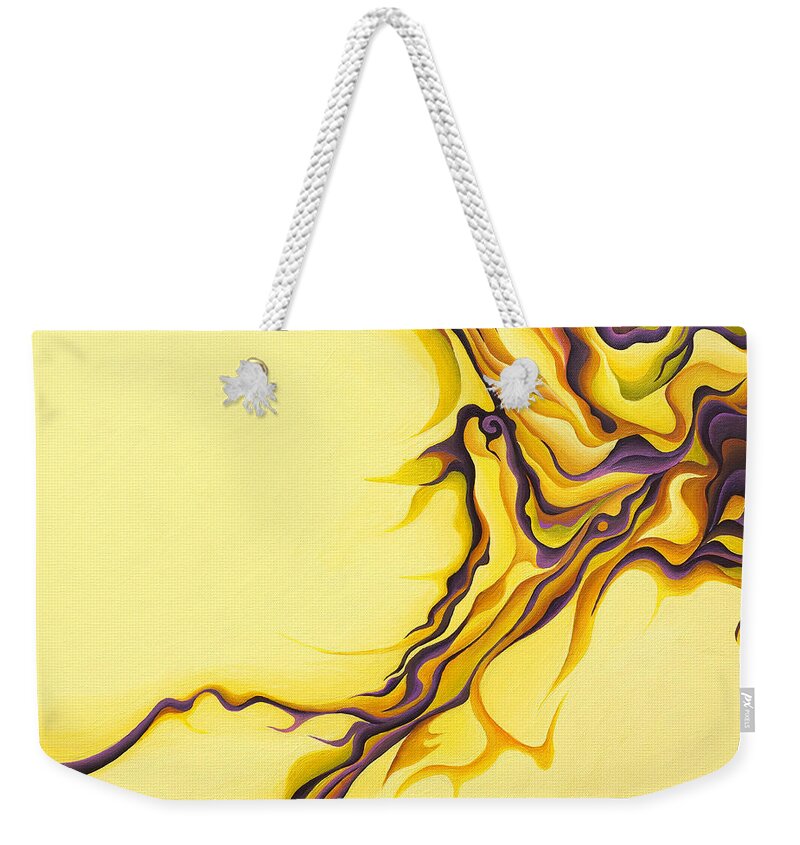 Yellow Weekender Tote Bag featuring the painting Yellow Flow by Amy Ferrari