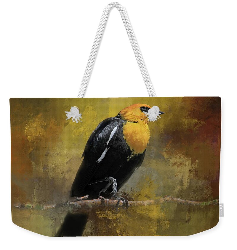 Yellow-headed Blackbird Weekender Tote Bag featuring the photograph Yellow-headed Blackbird by Donna Kennedy