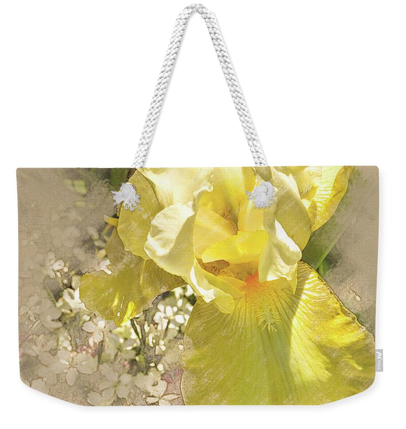 40d Weekender Tote Bag featuring the digital art Yellow Iris #1 by Mark Mille