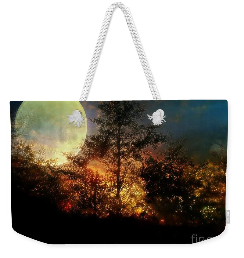 Yellow Moon Weekender Tote Bag featuring the photograph Yellow Moon by Maria Urso