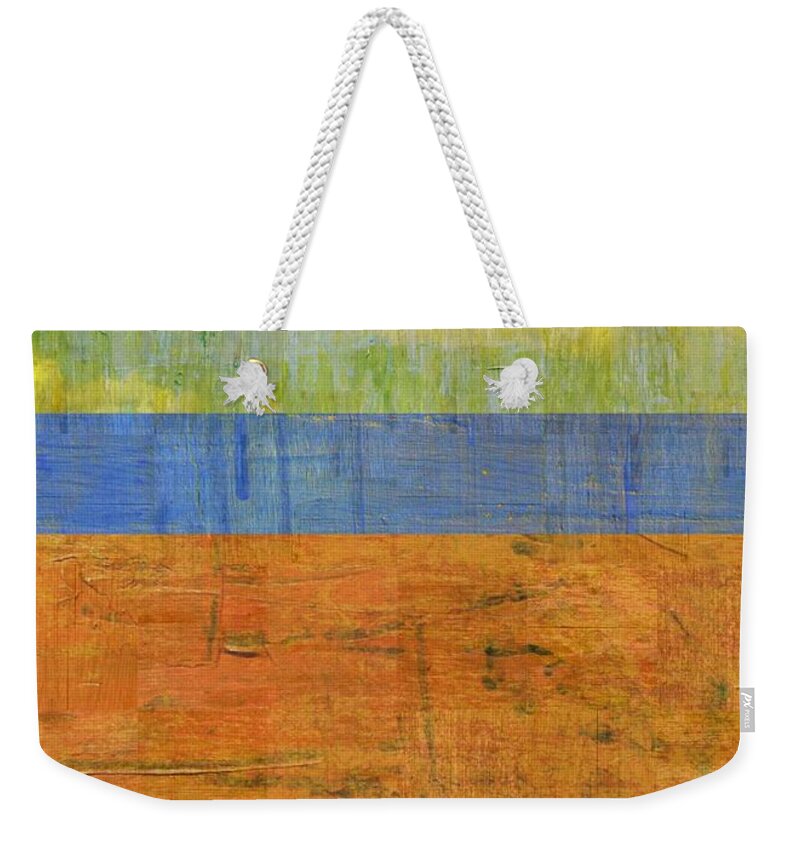 Sunsets Weekender Tote Bag featuring the digital art Yellow Sky by Michelle Calkins