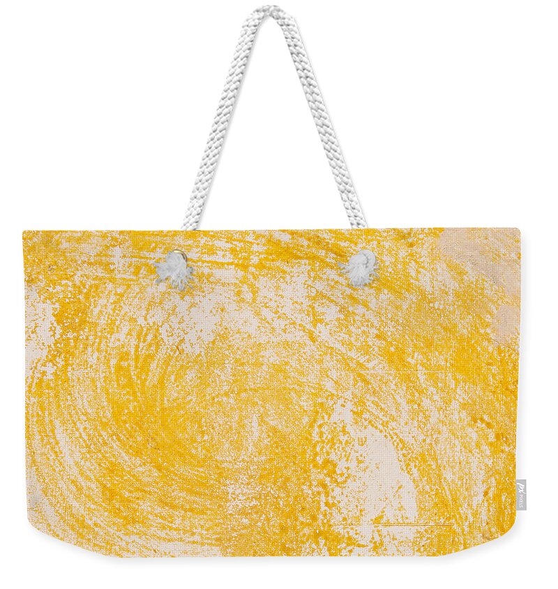 Abstract Weekender Tote Bag featuring the photograph Yellow textured wall background by Michalakis Ppalis
