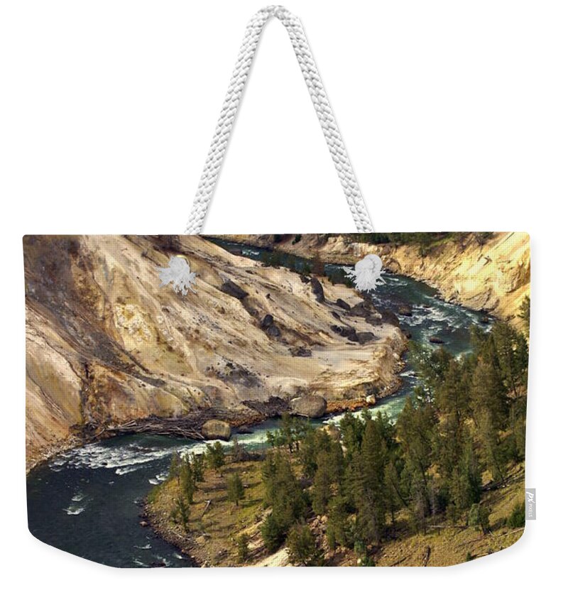 Yellowstone National Park Weekender Tote Bag featuring the photograph Yellowstone River Canyon by Marty Koch
