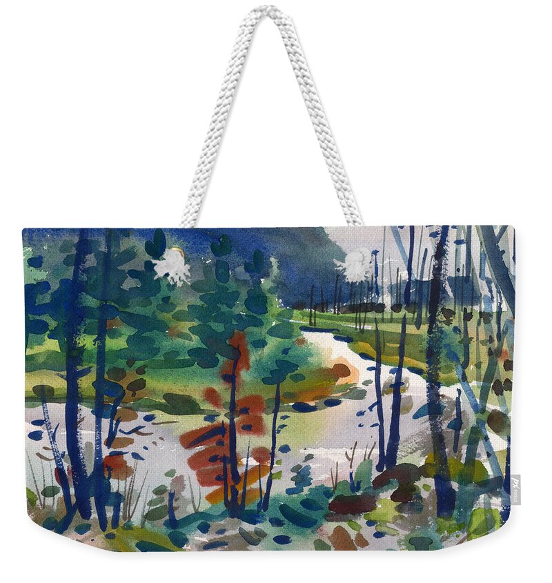 Yellowstone River Weekender Tote Bag featuring the painting Yellowstone River by Donald Maier