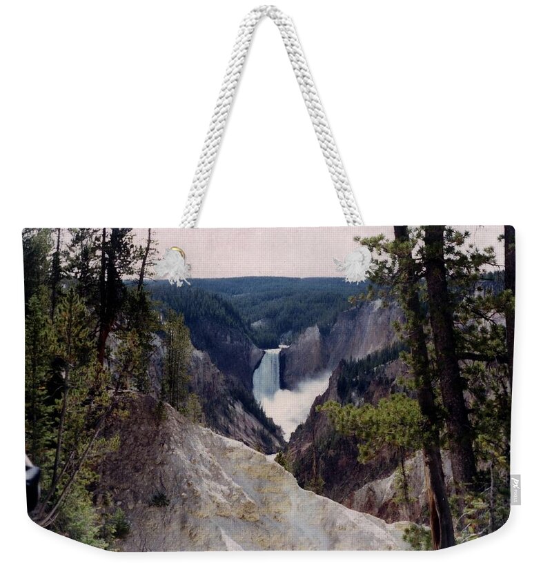 Yellow Stone Weekender Tote Bag featuring the photograph Yellowstone Water Fall by Jerry Battle
