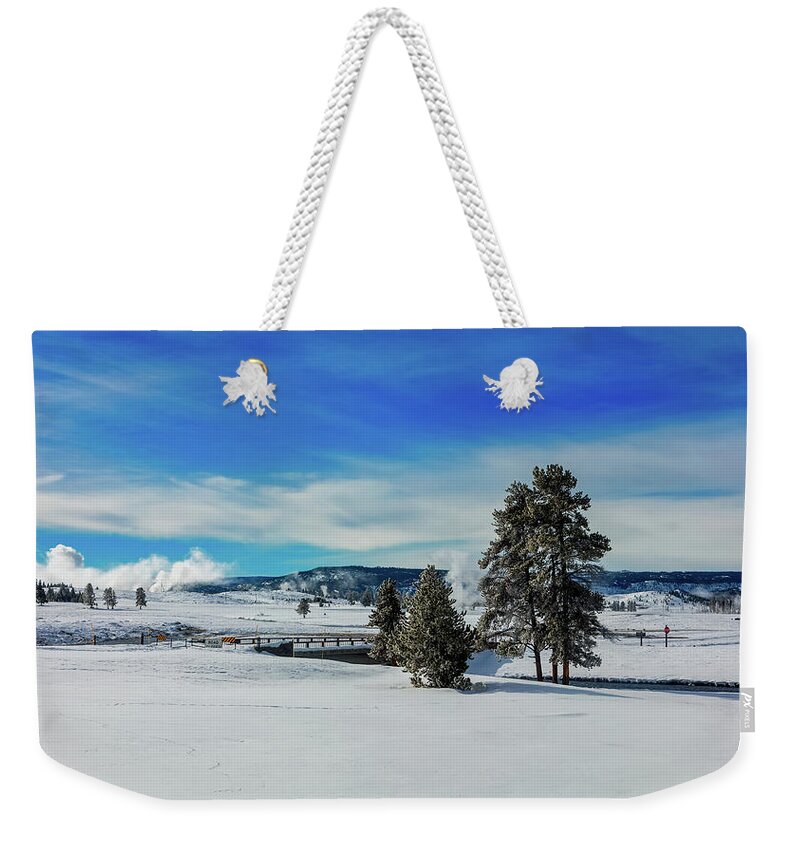Yellowstone Weekender Tote Bag featuring the photograph Yellowstone Winter Vista by Mountain Dreams