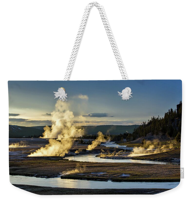 Yellowstone National Park Weekender Tote Bag featuring the photograph Yellowstone's Midway Geyser Basin by Mountain Dreams