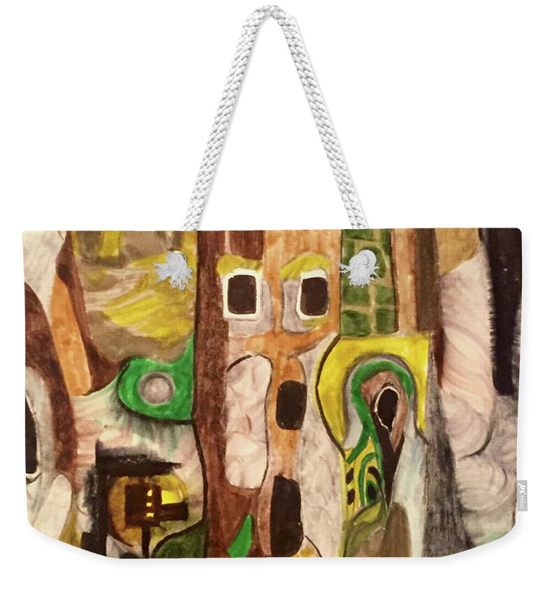 Abstract Weekender Tote Bag featuring the drawing Yes its me i did it now leave me alone by Dennis Ellman