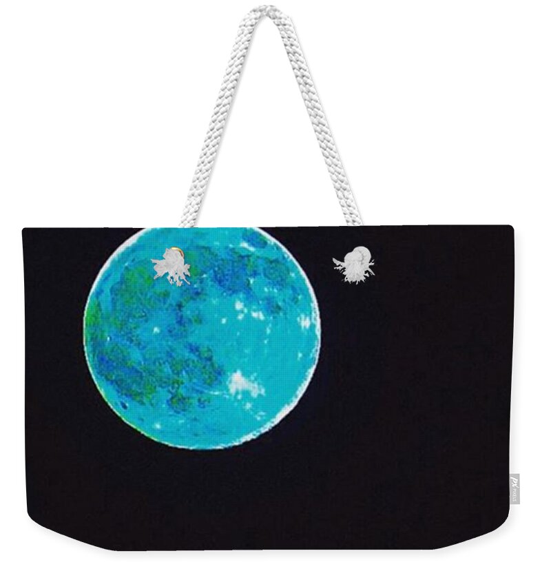 Photoshop Weekender Tote Bag featuring the photograph Yes, The #moon Over #texas Was #blue by Austin Tuxedo Cat