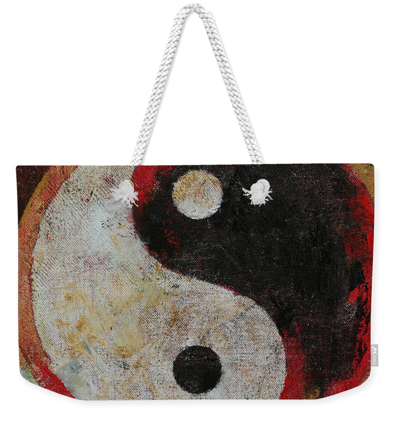 Art Weekender Tote Bag featuring the painting Yin Yang Red Dragon by Michael Creese