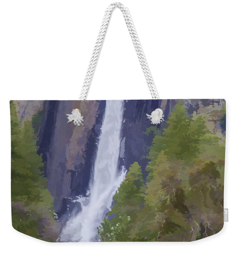 Yosemite Weekender Tote Bag featuring the photograph Yosemite Falls Digital Watercolor by Bill Gallagher