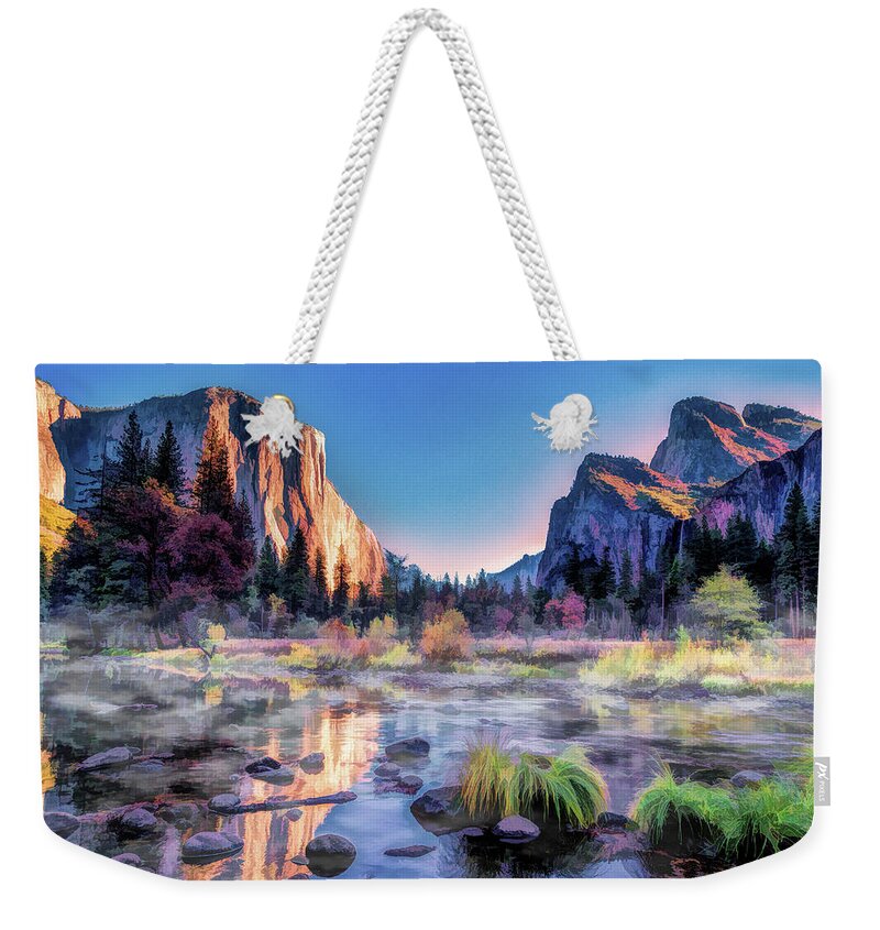 Yosemite Weekender Tote Bag featuring the painting Yosemite National Park Valley by Christopher Arndt