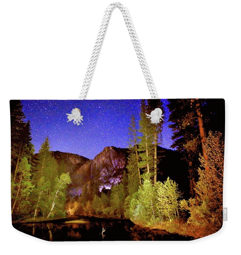 Patricia Sanders Weekender Tote Bag featuring the photograph Yosemite Starry Night by Her Arts Desire