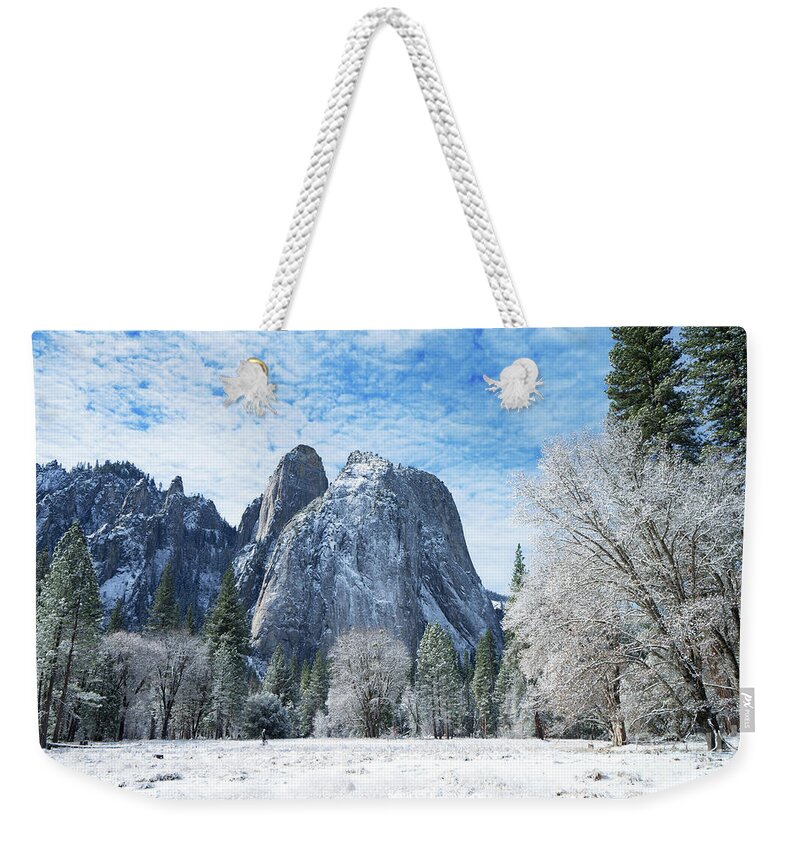 Yosemite Snow Scene Weekender Tote Bag featuring the photograph Yosemite Winter Fantasy by Benedict Heekwan Yang