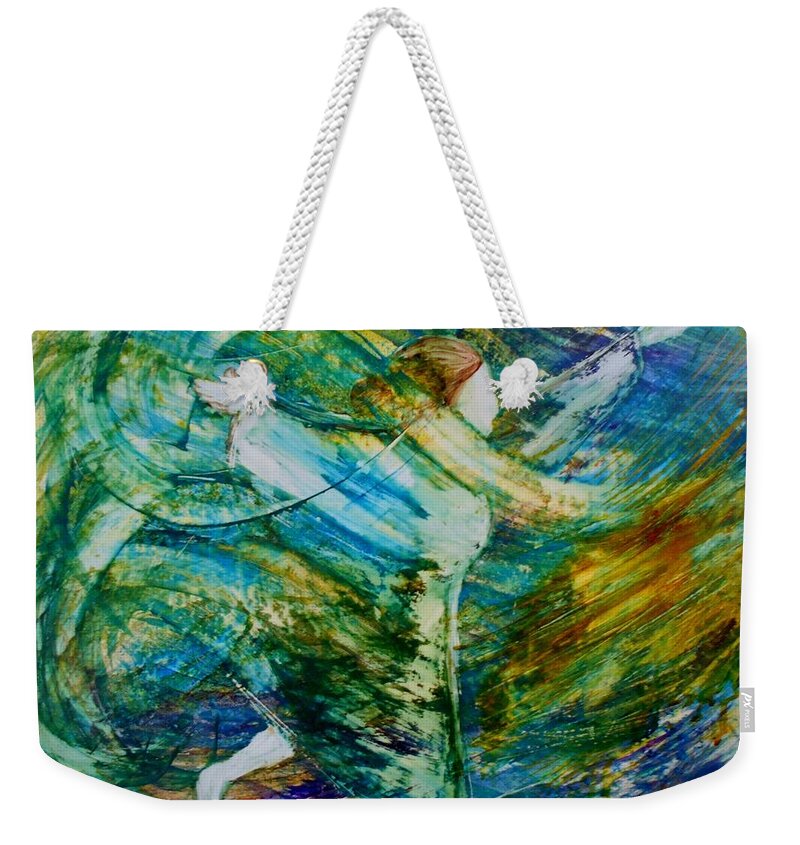 Colorful Art Weekender Tote Bag featuring the painting You Make Me Brave by Deborah Nell