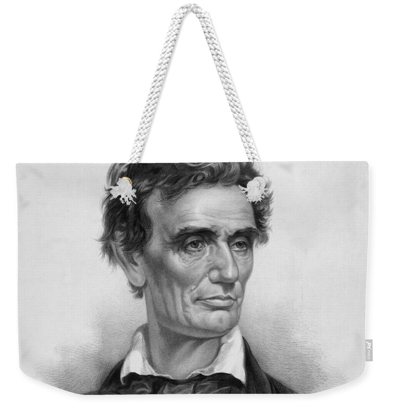 Abraham Lincoln Weekender Tote Bag featuring the drawing Young Abe Lincoln by War Is Hell Store