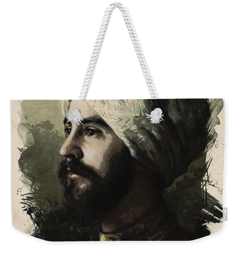 Man Weekender Tote Bag featuring the painting Young Faces from the past Series by Adam Asar, No 159 by Celestial Images