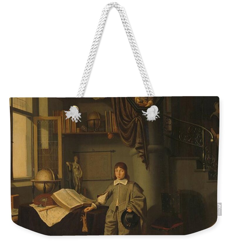 Young Man In A Study Weekender Tote Bag featuring the painting Young Man in a Study by MotionAge Designs
