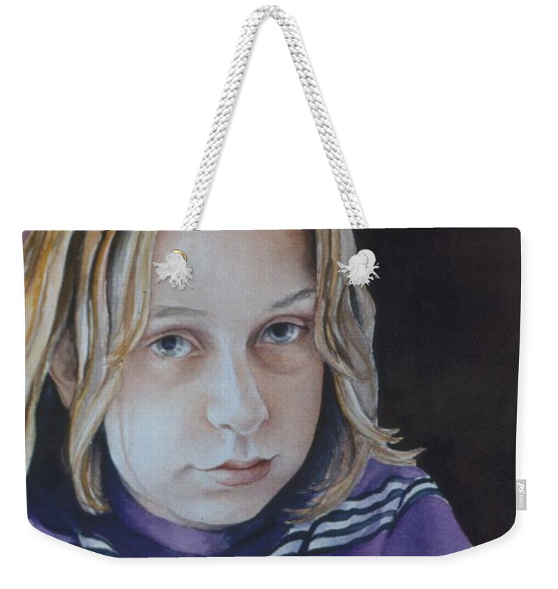 Portrait Weekender Tote Bag featuring the painting Young Mo by Barbara Pease