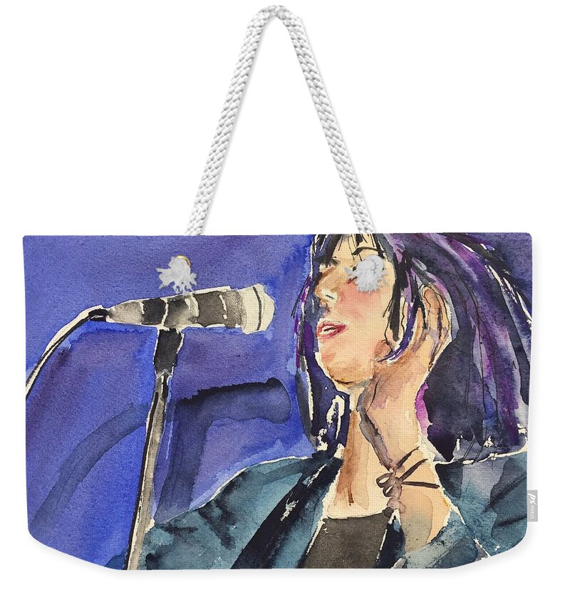 Portrait Weekender Tote Bag featuring the painting Young Patti Smith by Bonny Butler