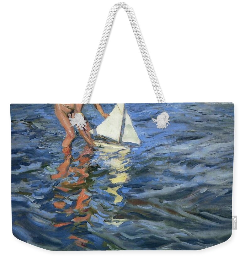 Joaquin Sorolla Weekender Tote Bag featuring the painting Young Yachtsman by Joaquin Sorolla