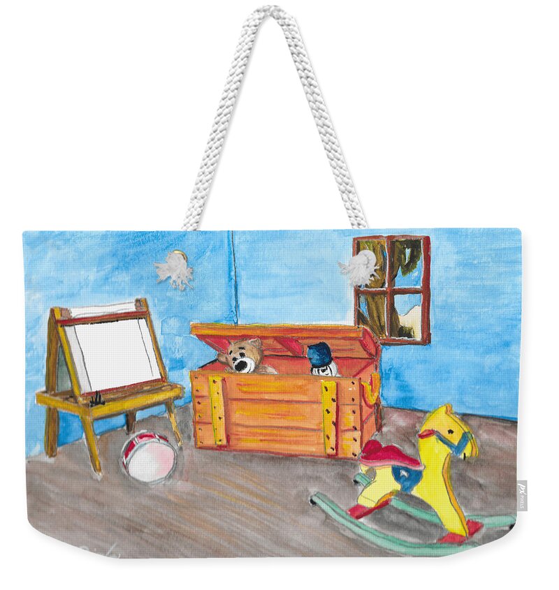 Toy Weekender Tote Bag featuring the painting Your Toy Room by David Bigelow