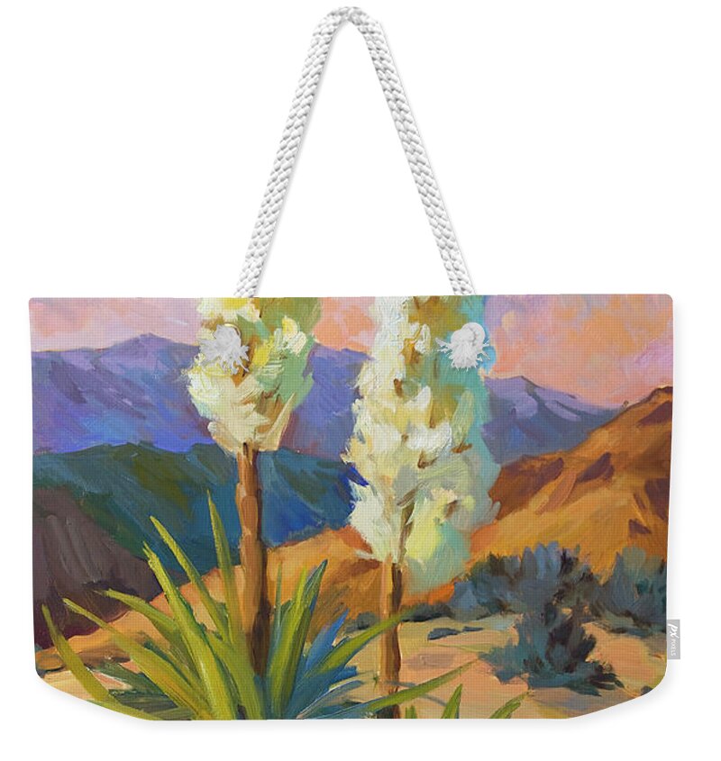 Yuccas Weekender Tote Bag featuring the painting Yuccas by Diane McClary