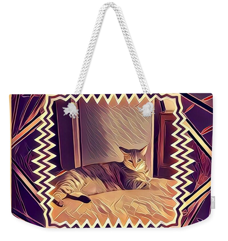 Cat Weekender Tote Bag featuring the digital art Yuli 4 by Marko Sabotin