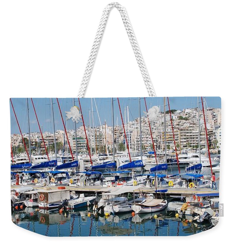 Zea Weekender Tote Bag featuring the photograph Zea Marina in Athens by David Fowler