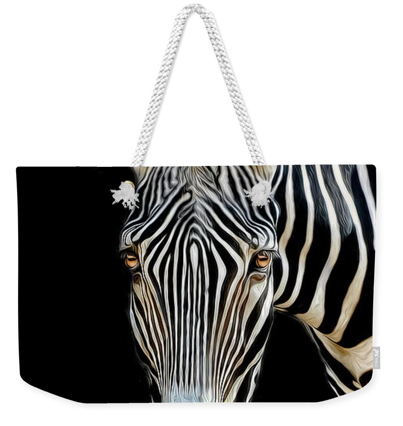 Zebra Weekender Tote Bag featuring the photograph Zebra by Dave Mills