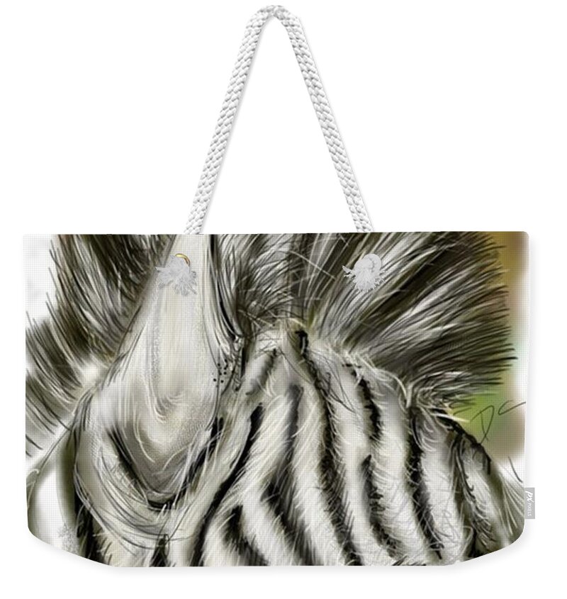 Zebra Weekender Tote Bag featuring the digital art Zebra Digital by Darren Cannell